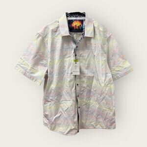 NWT Robert Graham 3XL Classic Fit Short Sleeve Button Down Geometric Shirt